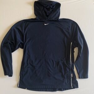 Nike Hoops‎ XL Center Swoosh Navy White Performance Pullover Hoodie